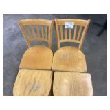 Set of Four Wooden Dining Chairs with Slat Backs