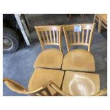 Set of Four Light Wood Slat-Back Dining Chairs