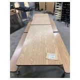Rolling Cafeteria Table with Attached Benches 12 Feet by 4 Feet 6 Inches