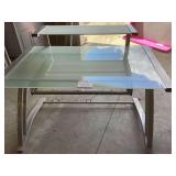 Glass Top Computer Desk with Raised Shelf, 48x32x36