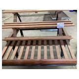 Rolling Wooden Retail Display Table Tiered Stand
