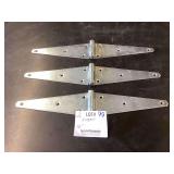 Set of 3 Ten-Inch Galvanized Metal Strap Hinges