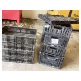 Lot of Black Plastic Breakdown Produce Trays and Crates