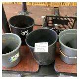 2 Pails, 2 Trash Cans, and 1 Plastic Shopping Basket