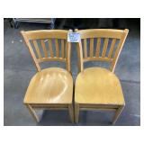 2 Light Wood Slat-Back Chairs