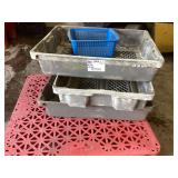 Lot of Three Industrial Plastic Trays and One Blue Basket