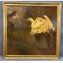 Exceptional Large Heron Oil Painting, Signed