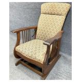 Antique Oak Platform Rocking Recliner