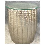 Modern Metal Base Glass Top Accent Table