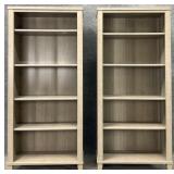 Pair Grey Tone 4-Shelf Bookcases