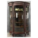 Antique Oak Bow Front Curio