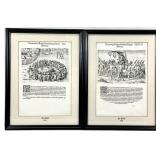 2 16th C Theodore de Bry Engravings, 1591