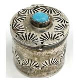 Native American? Sterling Turquoise Pill Box