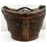 19th Century French Leather Hat Box