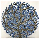 Jumbo Electric Blue Tree of Life Metal Wall Art