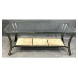 Glass Top Metal Base Coffee Table
