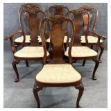 6 Mahogany Shell Carved Dining Chairs