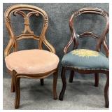 Pair Victorian Walnut Hip Rest Chairs