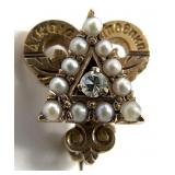14K Gold, Diamond & Pearl Delta Upsilon Pin