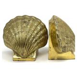 Pair Vintage Brass Clam Shell Bookends