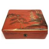Chinese Red Lacquer Lift Top Box