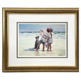 Lucelle Raad Signed Boys & Dog At Beach Art Print