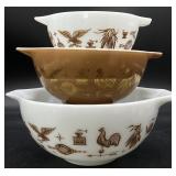 3 Pyrex Early American Cinderella Mixing Bowls