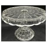 Vintage Clear Glass Scalloped Footed Cake Stand