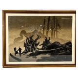 Elton Bennett (910-1974) The Evening Fire Signed