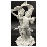 Antique Bisque Porcelain Cherubs Figurine, Signed