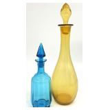 2 Mid Century Glass Genie Bottle Decanters