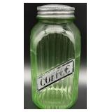 Vintage Uranium Green Glass Coffee Jar
