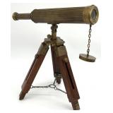 Antique Vintage Brass Nautical Telescope w Stand