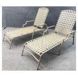 Pair of Metal Frame Outdoor Chaise Lounges