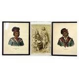 3 19th C Native American Portrait Art
