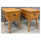 Pair Maple Lift Top End Tables
