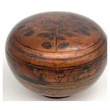 Antique Chinese Round Lacquered Wooden Box