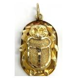18K Yellow Gold Scarab Beetle Pendant