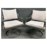 Pair Cast Aluminum Swivel Chairs