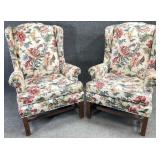 Pair Patrick Furniture Floral Wingbacks