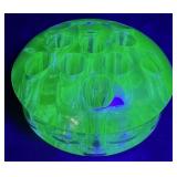 Vintage Uranium Glass Flower Frog