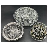 3pc Vintage Glass & Metal Flower Frogs