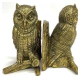 Pair Vintage Cast Brass Owl Bookends