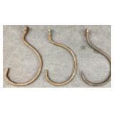 3 Large Antique Iron Cargo Hooks