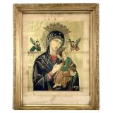 Antique Religious Icon, Our Lady of Perpetual Help