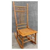 Antique Oak Cane Seat Rocker