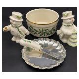Lenox Happy Holly Days Snowman S&P and More