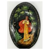 Russian Folk Art Lacquered Brooch