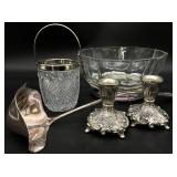 Vintage Glass Bowl, Silverplate Ladle & More