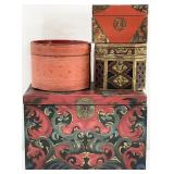 Group of 4 Decorated Wooden Boxes